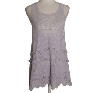 Free People Intimately Lilac All Over Crochet Cotton Lace Tank Top Size Small